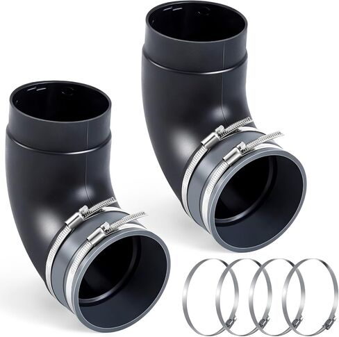 Kingdder 2 Pcs 4" 90 Degree Elbow Dust Collection Hose Fittings Include Connect Elbow and Metal Hose Clamps Rubber Flex Cuff Coupler for Woodworking Dust Collection Fittings Collector Accessories in Kuwait