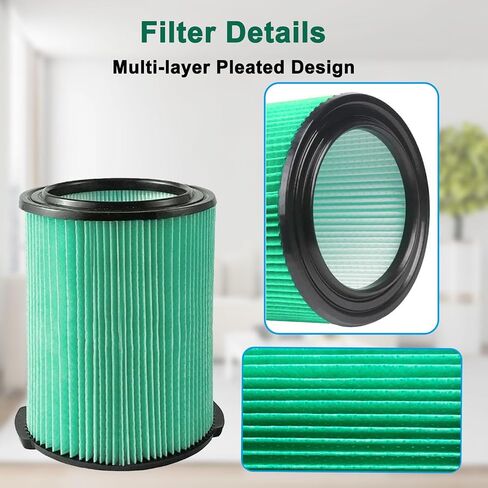 VF6000 Filter for Ridgid 5-20 Gallon Wet Dry Vacuums WD5500 WD0671 WD6425 WD7000 WD1280 WD1851 WD1680 WD1956 RV2400A 1400RV RV2600B 2 Pack VF6000 Filter and 4 pack Foam Sleeve in Kuwait