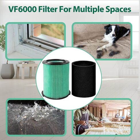 VF6000 Filter for Ridgid 5-20 Gallon Wet Dry Vacuums WD5500 WD0671 WD6425 WD7000 WD1280 WD1851 WD1680 WD1956 RV2400A 1400RV RV2600B 2 Pack VF6000 Filter and 4 pack Foam Sleeve in Kuwait