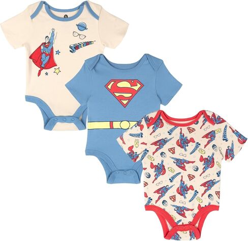DC Comics Justice League The Flash Superman Batman Baby 3 Pack Bodysuits من حديثي الولادة إلى الرضع in Saudi Arabia
