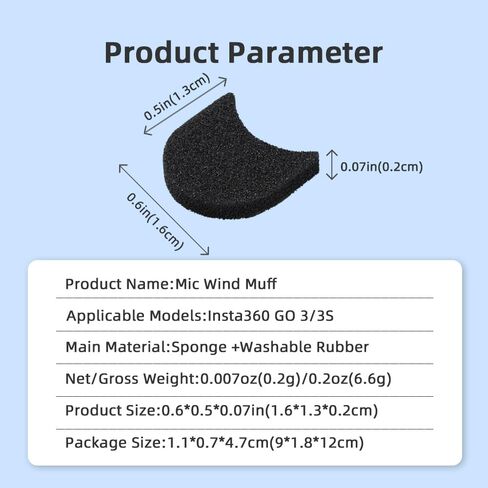 Soft Noise Reduction Windproof Cotton Pads for Insta360 GO 3S, Portable Mini Mic Wind Muff Camera Accessory in Kuwait