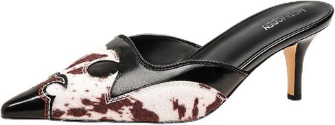 Women's Western Embroidered Slingback Heeled Sandals | 2.56 Inch Low Heel Mules | Pointed Toe Slip-On Dress Shoes for Women | Comfortable Casual & Party Pumps in Kuwait
