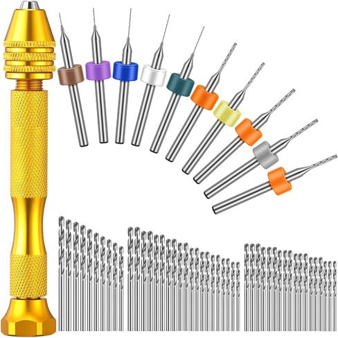 Zhehao 59 Pieces Hand Drill Bits Set Include 49 Pcs Metal Pin Vise Hand Drill Micro Mini Twist Bits and 10 Pcs Tungsten Carbide PCB Rotary Tools for Resin Polymer DIY Jewelry Making Carving(Blue) in Kuwait