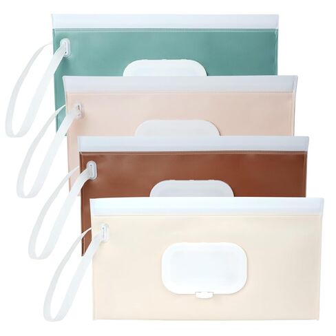 4 Pack Wipes Dispenser, Seposeve Portable Baby Wipe Case, Refillable Baby Wipes Container, Wipe Holder, Keeps Wipes Fresh, Reusable Wet Wipe Pouch for Outdoor Outing, Camping, Hiking. PureColor in Kuwait