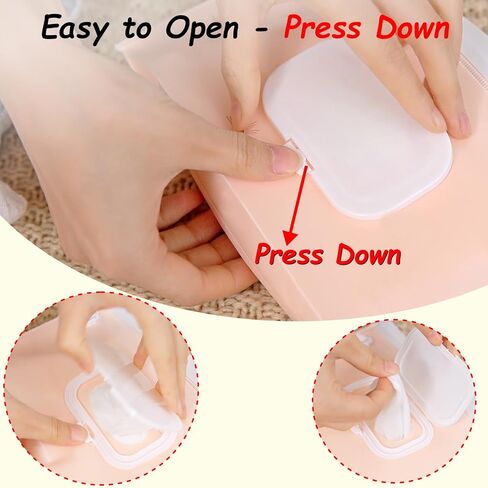 4 Pack Wipes Dispenser, Seposeve Portable Baby Wipe Case, Refillable Baby Wipes Container, Wipe Holder, Keeps Wipes Fresh, Reusable Wet Wipe Pouch for Outdoor Outing, Camping, Hiking. PureColor in Kuwait
