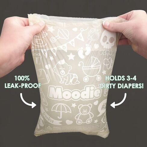Teddy Bear Diaper Bag Dispenser | Diaper Trash Bags on the Go Dispenser w/Silicon Strap | 15 UNSCENTED Baby Poop Bags per Roll | Dirty Diaper Bags Disposable | Diaper Waste Bags (BLUE) in Kuwait