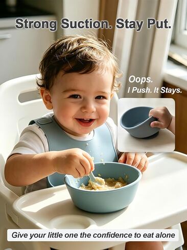 Silicone Suction Bowl for Baby & Toddler, 10 oz, 2 Pack | Microwave & dishwasher safe, BPA free, Stackable, For soup, cereal, snack & baby led weaning in Kuwait