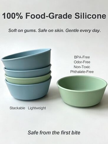 Silicone Suction Bowl for Baby & Toddler, 10 oz, 2 Pack | Microwave & dishwasher safe, BPA free, Stackable, For soup, cereal, snack & baby led weaning in Kuwait