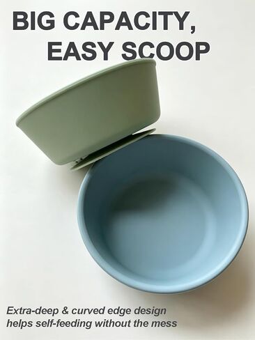 Silicone Suction Bowl for Baby & Toddler, 10 oz, 2 Pack | Microwave & dishwasher safe, BPA free, Stackable, For soup, cereal, snack & baby led weaning in Kuwait