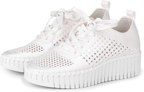 Ilse Jacobsen HORNBAEK Women's Tulip 4271 Lace Up Wedge White/White in Kuwait