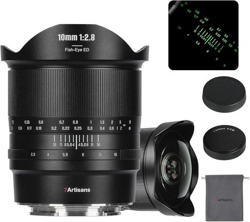 7artisans 10mm F2.8 II Wide Angle Fisheye Camera Lens,Full-Frame Mirrorless,185° Field of View,Creative Photography for Architecture,Astro,VR,Travel (Canon RF) in Kuwait