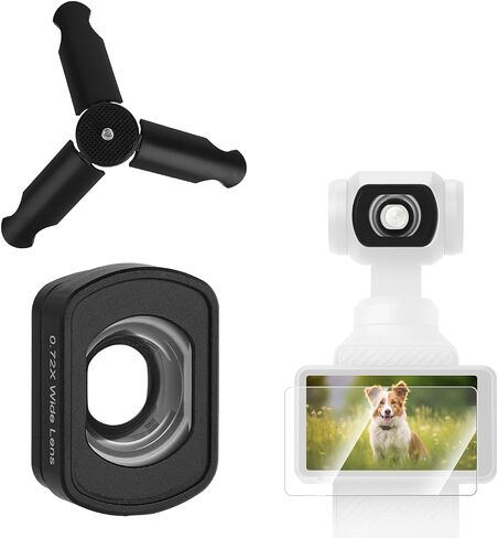 Wide Angle Lens Compatible with DJI Osmo Pocket 3, Magnetic Attach Lens with Tempered Glass Screen Protectors & Stand for Osmo Pocket 3 Accessories in Kuwait