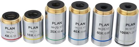 Plan Infinity Achromatic Objective Lens 4X 20X 40X 60X 100X for Olympus Microscope with 20.2mm RMS Thread Anti-Reflection Coating Clear Image Lab Biological Research Tool Standard Mount(100X) in Kuwait