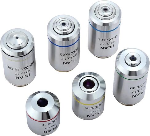 Plan Infinity Achromatic Objective Lens 4X 20X 40X 60X 100X for Olympus Microscope with 20.2mm RMS Thread Anti-Reflection Coating Clear Image Lab Biological Research Tool Standard Mount(100X) in Kuwait