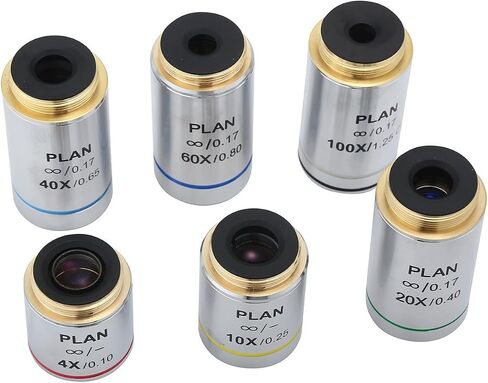 Plan Infinity Achromatic Objective Lens 4X 20X 40X 60X 100X for Olympus Microscope with 20.2mm RMS Thread Anti-Reflection Coating Clear Image Lab Biological Research Tool Standard Mount(100X) in Kuwait