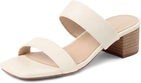 Marc Ford Wide Width Sandals for Women Raffia Heels 2-Inch Chunky Low Sandals Square Open Toe Dress Shoes Wide Feet Friendly Two Strap in Kuwait