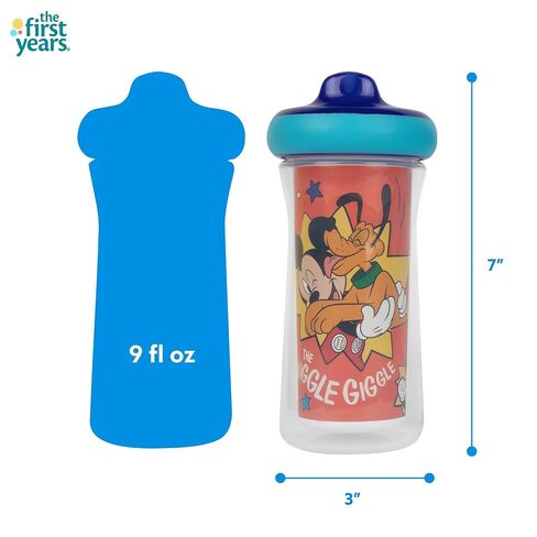 The First Years Disney Mickey Mouse Kids Insulated Sippy Cups - Dishwasher Safe Spill Proof Toddler Cups - Ages 12 Months and Up - 9 Ounces - 2 Count in Kuwait