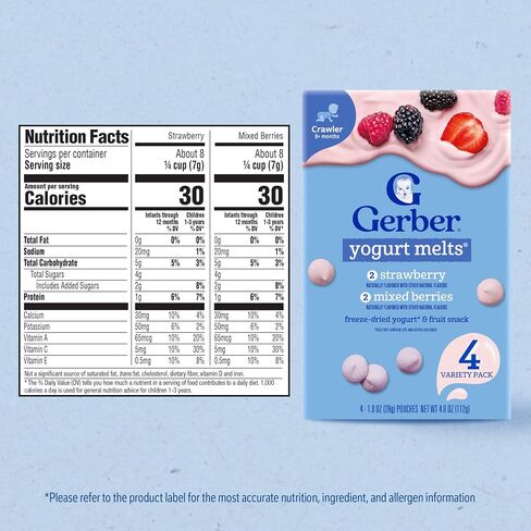 Gerber Stage 3 Strawberry Mixed Berry Yogurt Melts, 1 Oz, 4 Pack in Kuwait