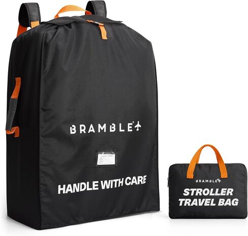 Bramble - Stroller Bag for Airplane Gate Check - Water Resistant Ballistic Nylon Travel Bag with Padded Neoprene Straps, Carry Pouch & ID Window - 35 x 24 x 14 Inches (Black) in Kuwait