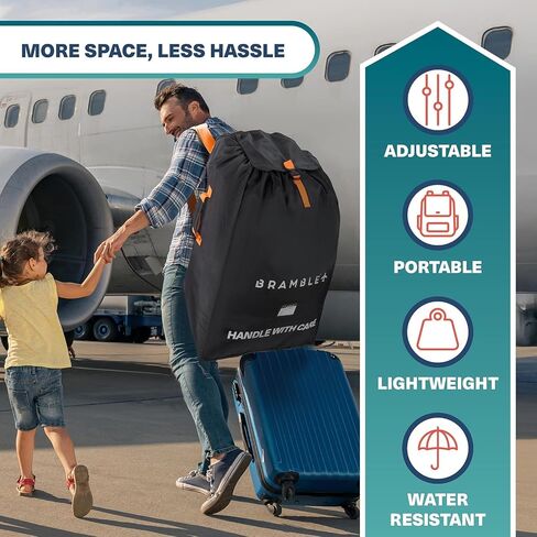 Bramble - Stroller Bag for Airplane Gate Check - Water Resistant Ballistic Nylon Travel Bag with Padded Neoprene Straps, Carry Pouch & ID Window - 35 x 24 x 14 Inches (Black) in Kuwait