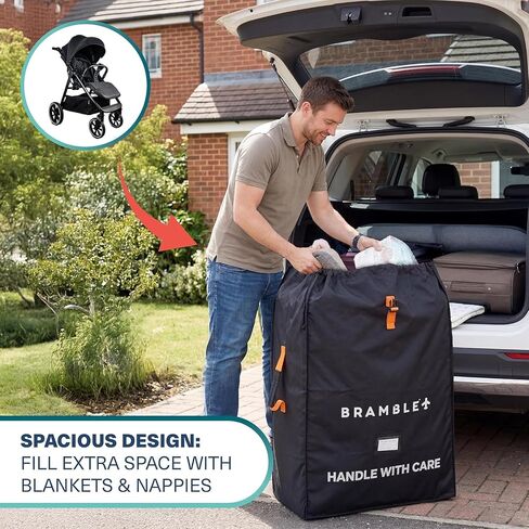 Bramble - Stroller Bag for Airplane Gate Check - Water Resistant Ballistic Nylon Travel Bag with Padded Neoprene Straps, Carry Pouch & ID Window - 35 x 24 x 14 Inches (Black) in Kuwait