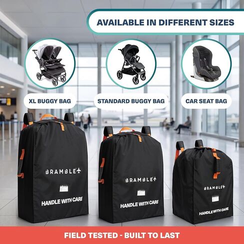 Bramble - Stroller Bag for Airplane Gate Check - Water Resistant Ballistic Nylon Travel Bag with Padded Neoprene Straps, Carry Pouch & ID Window - 35 x 24 x 14 Inches (Black) in Kuwait