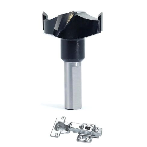 3Pcs Hinge Boring Set,Φ‌ 35mm Hinge/8mm Brad Drill Bits-10mm Shank | 35mm*57mm for Hinge and Screw,2Pcs*8mm Brad Point Boring Bits,Carbide Tipped,Replacement Bits for Hinge Boring Machine in Kuwait
