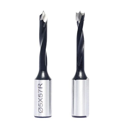 2Pcs*8mm Dia. Brad Point Boring Bit Dowel Drill Bits 57mm Long(L/H) | 10mm Shank Left Hand Carbide Tipped for Hinge and Screw,Matched Replacement Bits for Hinge Boring Machine in Kuwait