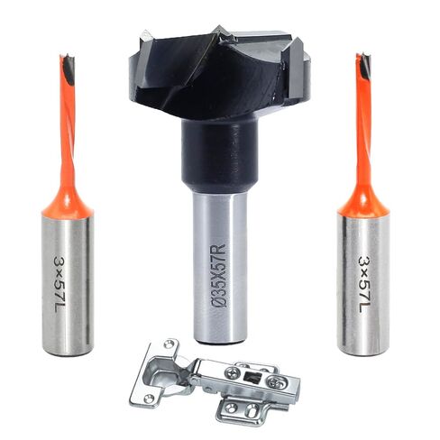 2Pcs*8mm Dia. Brad Point Boring Bit Dowel Drill Bits 57mm Long(L/H) | 10mm Shank Left Hand Carbide Tipped for Hinge and Screw,Matched Replacement Bits for Hinge Boring Machine in Kuwait