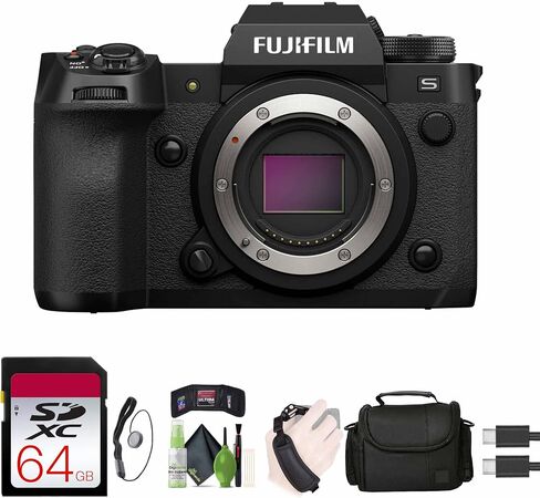 Fujifilm X-H2S Mirrorless Camera Body with Camera Case Bundle | For Photography, Video & Content Creation | Includes Lens Cap Keeper, 64GB Memory Card, Memory Card Wallet, Hand Strap + More in Kuwait