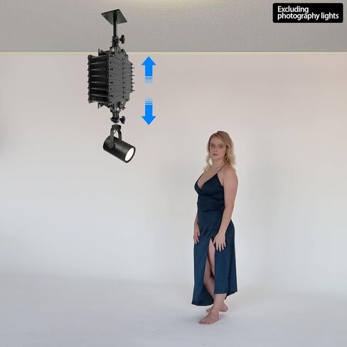 Photography Ceiling Rail System, Retractable 21.7-78.7 in Studio Lighting Hanging Equipment with Safety Wire, Ceiling Mounted Constant Force Hinged Telescopic Boom Studio in Kuwait