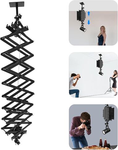 Photography Ceiling Rail System, Retractable 21.7-78.7 in Studio Lighting Hanging Equipment with Safety Wire, Ceiling Mounted Constant Force Hinged Telescopic Boom Studio in Kuwait