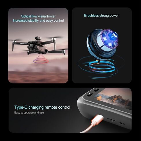 FPV Drone with 4K UHD Camera for Adults, V168 Pro Max GPS Drone with 360° Obstacle Avoidance Brushless Motor RC Drone with 4.5" HD Screen on Controller, Auto Return Altitude Hold Headless Mode, Optical Flow Hover Foldable RC Quadcopter with Screen Remote  in Kuwait