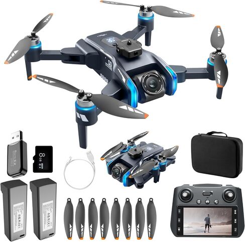 GPS Drone with Camera for Adults, 4.5" Screen Remote Controller, Foldable Design, 2 Batteries, Beginner-Friendly FPV RC Quadcopter, Auto Return, Follow Me, One Key Takeoff/Landing, Altitude Hold, LED Light, Under 249g in Kuwait