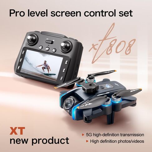 GPS Drone with Camera for Adults, 4.5" Screen Remote Controller, Foldable Design, 2 Batteries, Beginner-Friendly FPV RC Quadcopter, Auto Return, Follow Me, One Key Takeoff/Landing, Altitude Hold, LED Light, Under 249g in Kuwait