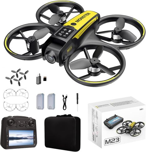 Drone with HD Camera for Adults Beginners, Drone with 4.5inch Screen on Controller, Brushless Motor Headless Mode One-Key Takeoff/Landing Optical Flow Positioning Under 250g Mini RC Quadcopter M23 Drones with 2 Batteries Hobby Drones for Indoor Outdoor Ae in Saudi Arabia