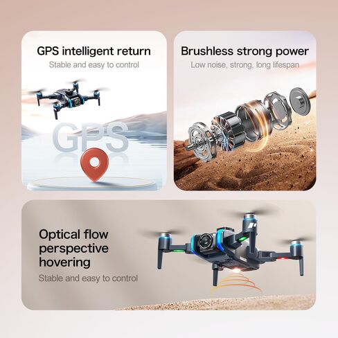 GPS Drone with Camera for Adults, 4.5" Screen Remote Controller, Foldable Design, 2 Batteries, Beginner-Friendly FPV RC Quadcopter, Auto Return, Follow Me, One Key Takeoff/Landing, Altitude Hold, LED Light, Under 249g in Kuwait
