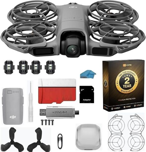 DJI Neo 2 with 2-Year Extended Warranty Bundle | 4K Camera Drone, Palm Takeoff & Gesture Control, 128GB MicroSD, USB 3.0 Reader & Strobe Lights in Kuwait