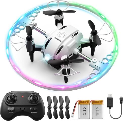 Mini RC Drone for Kids - Quadcopter with 7-Color LED Lights, 360° Flip & 90° Surround Flight | Easy to Fly Indoor Toy for Boys and Girls Aged 8-12 in Kuwait