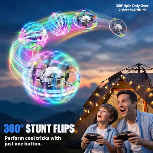 Mini RC Drone for Kids - Quadcopter with 7-Color LED Lights, 360° Flip & 90° Surround Flight | Easy to Fly Indoor Toy for Boys and Girls Aged 8-12 in Kuwait