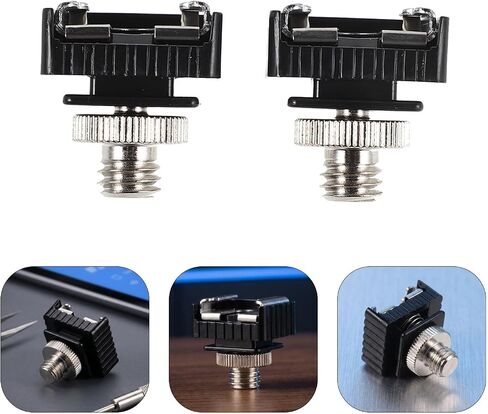 INOOMP Hot Shoe Adapter Kit Lightweight Alloy Flash Stand Mount 4pcs with 1/4 Thread and Hot Shoe Mount Compatible with Video Lights and Microphones for DSLR Camera Rig for Video in Kuwait