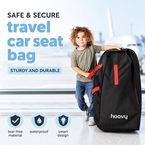 Hoovy Car Seat Travel Bag, Universal Gate Check Backpack with Adjustable Straps, Water-Resistant, Lightweight, Black in Kuwait