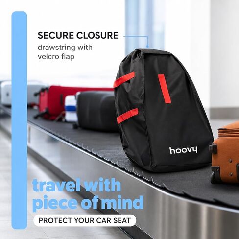 Hoovy Car Seat Travel Bag, Universal Gate Check Backpack with Adjustable Straps, Water-Resistant, Lightweight, Black in Kuwait