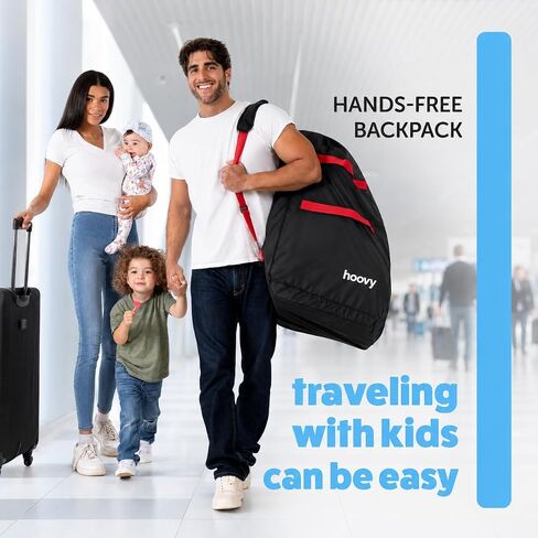 Hoovy Car Seat Travel Bag, Universal Gate Check Backpack with Adjustable Straps, Water-Resistant, Lightweight, Black in Kuwait