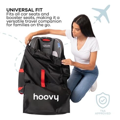 Hoovy Car Seat Travel Bag, Universal Gate Check Backpack with Adjustable Straps, Water-Resistant, Lightweight, Black in Kuwait
