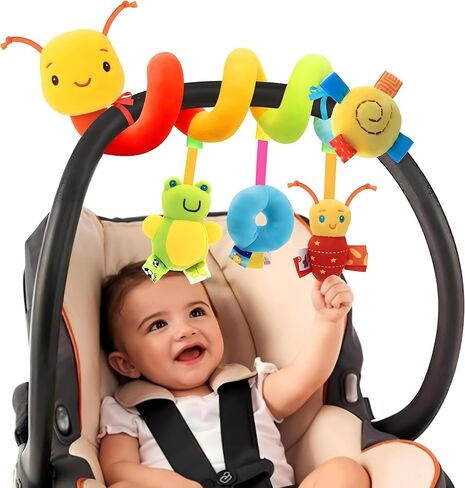 Spiral Car Seat Toys for 0-12 Months Infant | Baby Sensory, Soft Plush Hanging, Stroller Crib Accessories, binding ropes in Kuwait