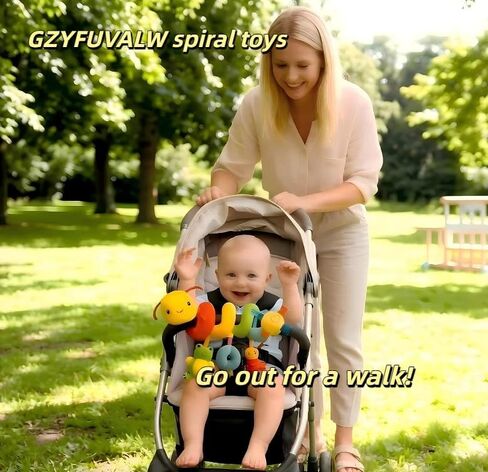 Spiral Car Seat Toys for 0-12 Months Infant | Baby Sensory, Soft Plush Hanging, Stroller Crib Accessories, binding ropes in Kuwait
