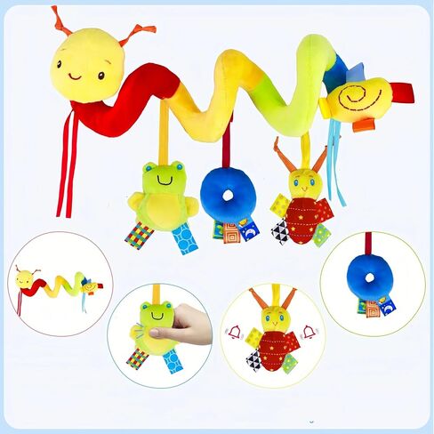 Spiral Car Seat Toys for 0-12 Months Infant | Baby Sensory, Soft Plush Hanging, Stroller Crib Accessories, binding ropes in Kuwait