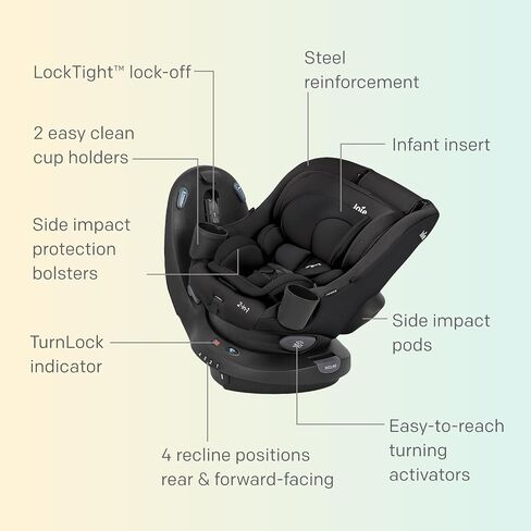 Joie Baby, Chili Spin SI 360 Rotating 2-in-1 Convertible Car Seat, Rear and Forward-Facing, No-Rethread Harness, Side Impact Protection (Mocha) in Kuwait