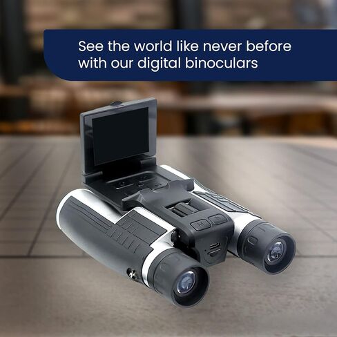 thunderb Digital Binoculars with Camera & Video Recording 12 x 32 - Camcorder for Bird Watching Cameras, Football Binoculars, Concerts Hunting 2.4" IPS Display Screen, Night Vision Best Zoom, Black in Kuwait